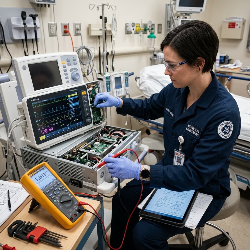 Engineer performing calibration and electrical safety testing